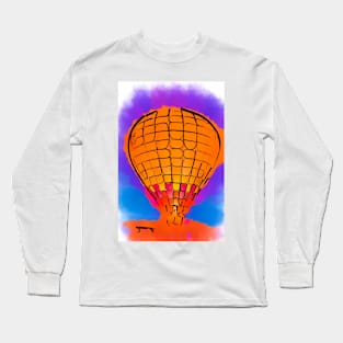 Peach Hot Air Balloon Night Glow Watercolor Long Sleeve T-Shirt